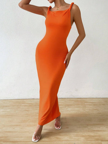 Women's Solid Color Bodycon Mermaid Dress With Off-Shoulder Design, Summer