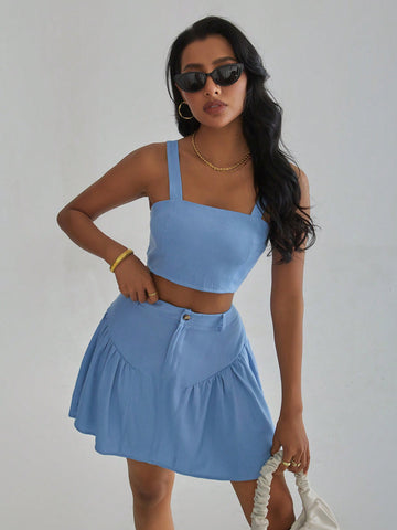 Women's Solid Color Casual Two-Piece Set