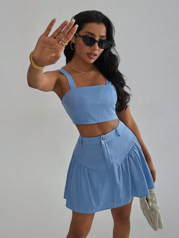 Women's Solid Color Casual Two-Piece Set