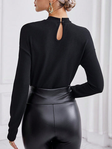 Women's Solid Color Hollow Out Bodysuit