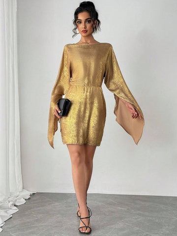 Women's Solid Color Round Neck Long Sleeve Minimalist Short Casual Dress