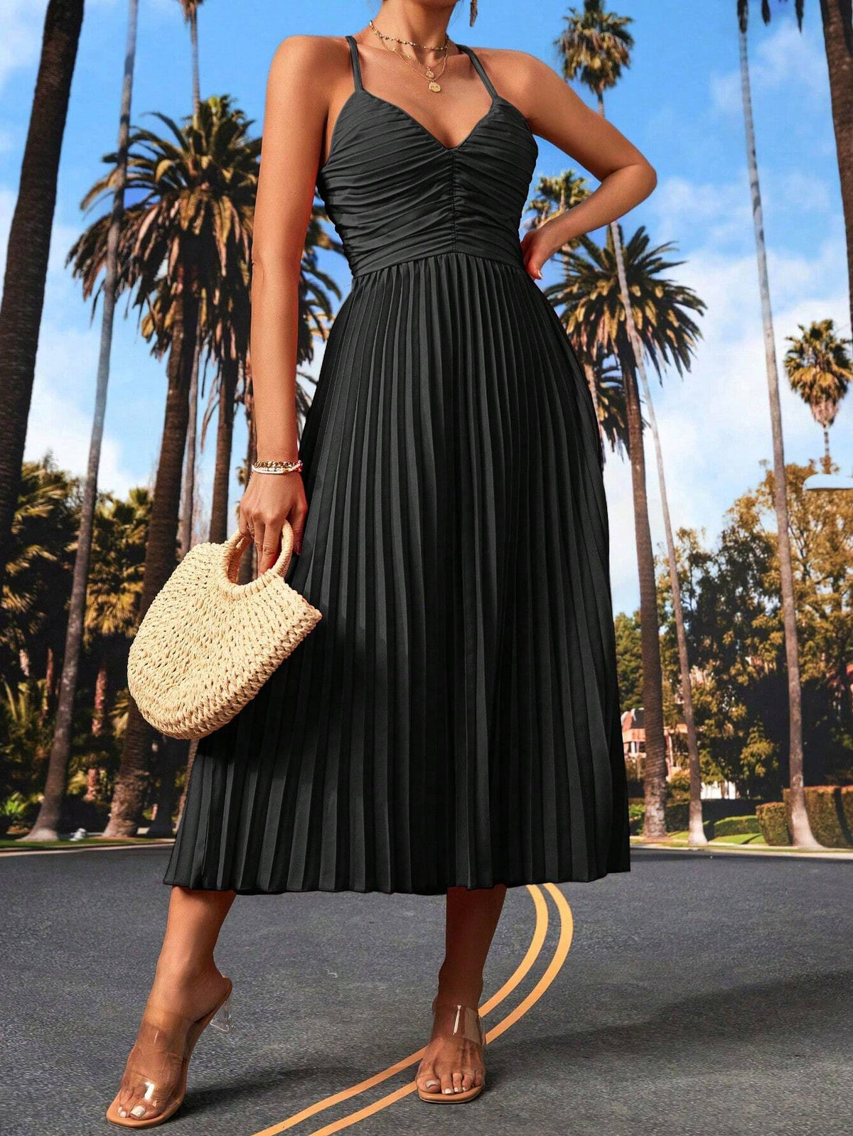 Women's Solid Color Simple Back Strap Casual Dress
