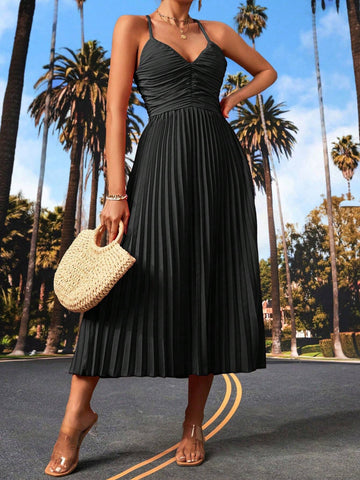 Women's Solid Color Simple Back Strap Casual Dress
