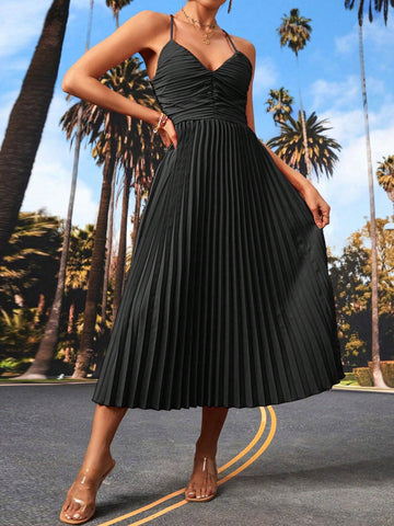 Women's Solid Color Simple Back Strap Casual Dress