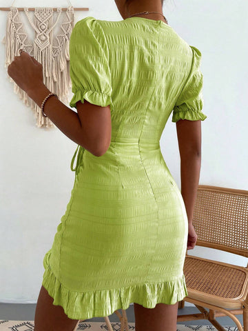 Women's Solid Color Simple Daily Deep V-Neck Dress