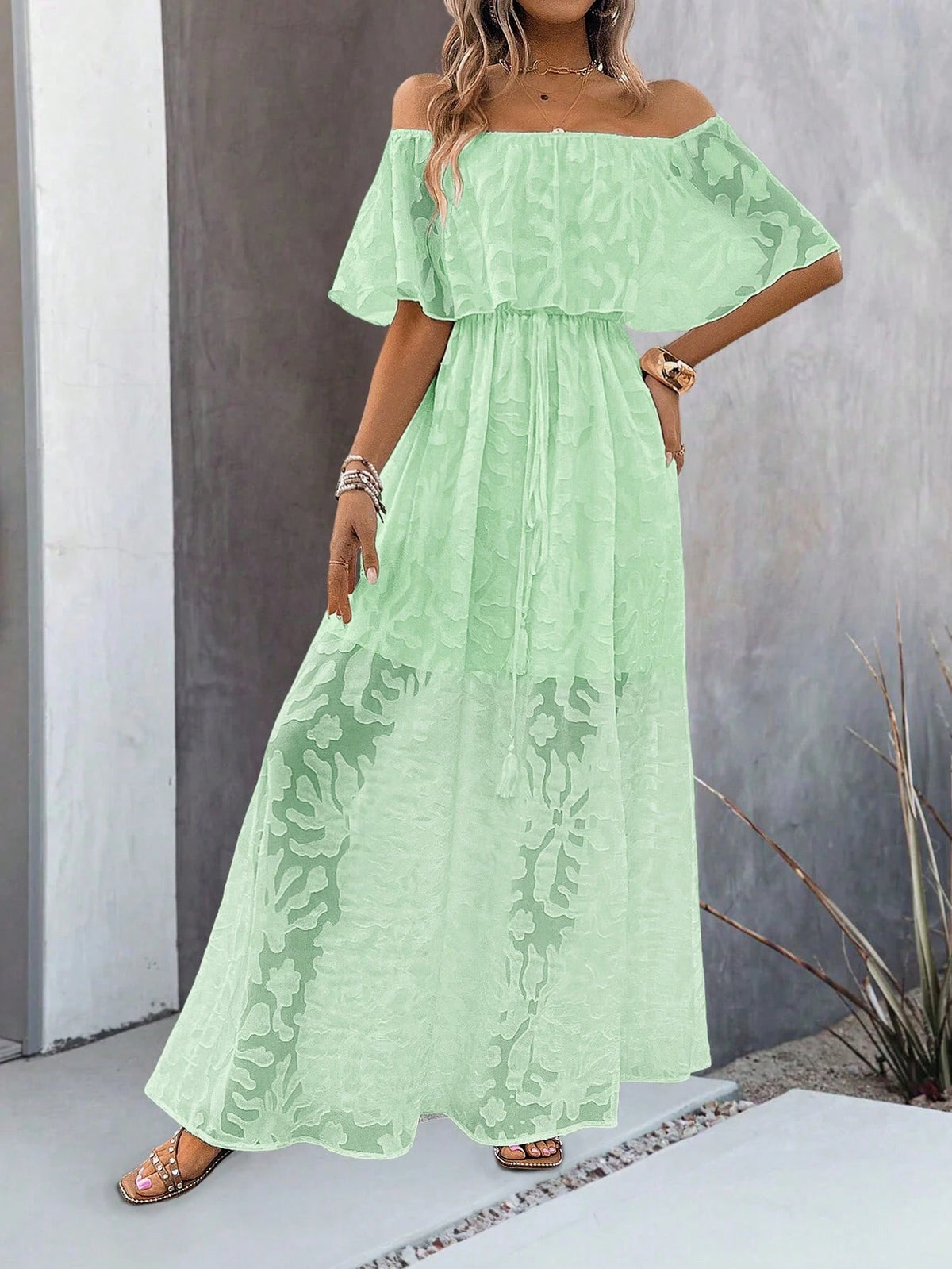 Women's Solid Color Simple Daily Off Shoulder Midi Dress