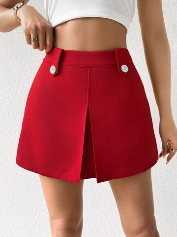 Privé Women's Solid Color Split Hem Culottes