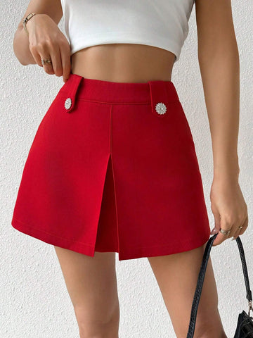 Privé Women's Solid Color Split Hem Culottes