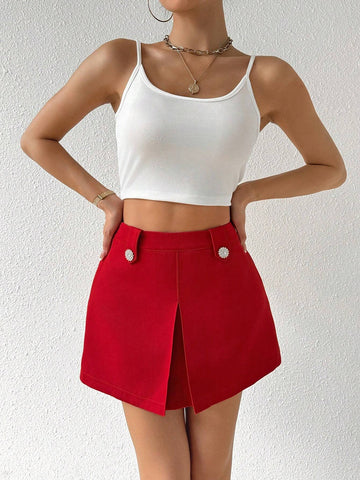 Privé Women's Solid Color Split Hem Culottes