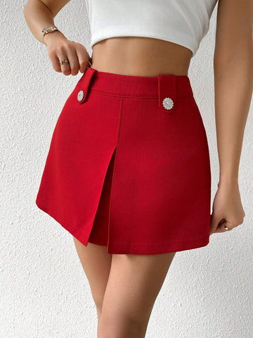 Privé Women's Solid Color Split Hem Culottes