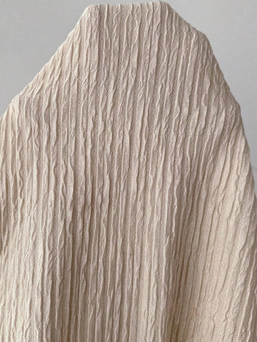 Women's Solid Color Stand Collar Long Sleeve Pleated Bodysuit, For Spring And Autumn