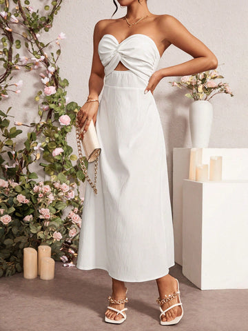 Women's Solid Color Twist Hollow Tube Dress