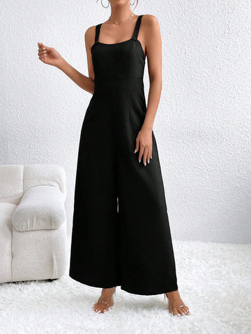 Women's Solid Color Wide Leg Jumpsuit