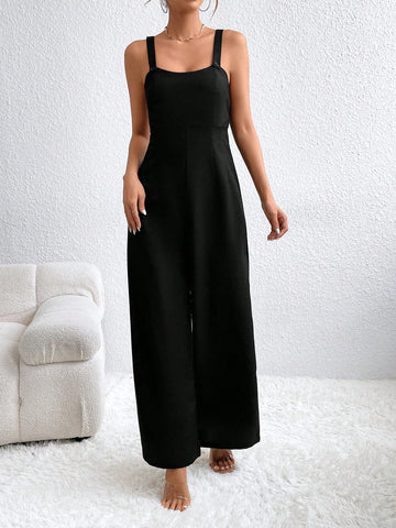 Women's Solid Color Wide Leg Jumpsuit