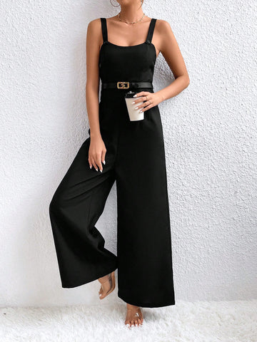 Women's Solid Color Wide Leg Jumpsuit