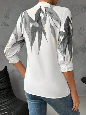 Privé Women's Spring And Autumn Casual Floral Print Blouse