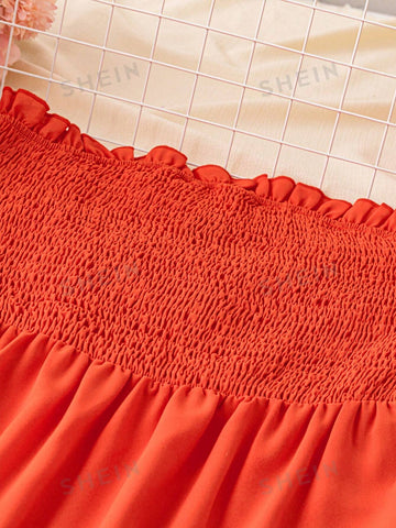 Women's Strapless Frill Edge Wrap Around Dress