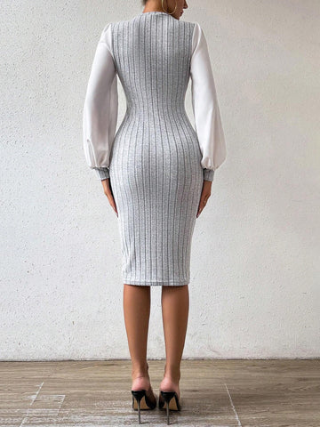 Women's Stylish Lantern Sleeve Slim Fit Dress