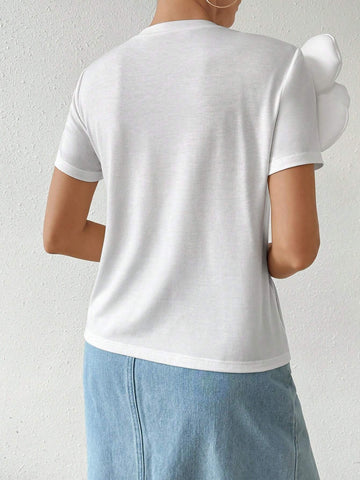 Privé Women's Summer 3D Flora Short Sleeve T-Shirt Cute Funny Tops For Daily Wear, Beach, Romantic