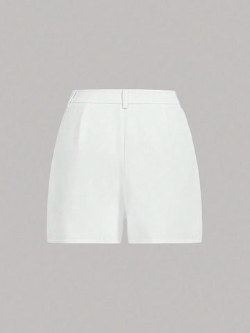 Privé Women's Summer Daily Commute Simple & Elegant Office Style Solid Color High-Waisted Shorts