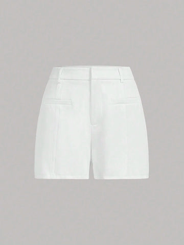 Privé Women's Summer Daily Commute Simple & Elegant Office Style Solid Color High-Waisted Shorts