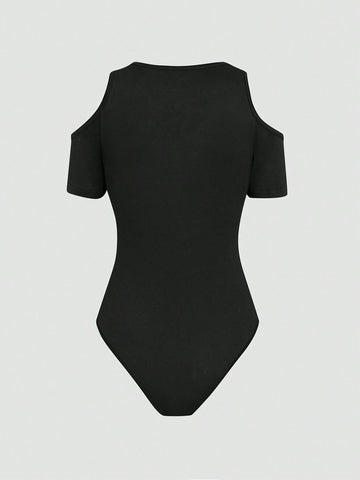 Women's Summer Off Shoulder Slim Fit Bodysuit In Solid Color