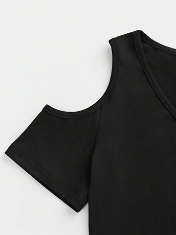 Women's Summer Off Shoulder Slim Fit Bodysuit In Solid Color