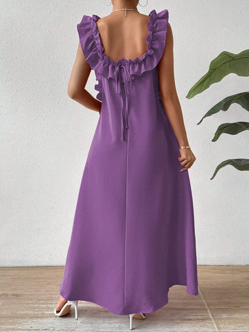 Women's Summer Ruffle Sleeveless Loose Dress