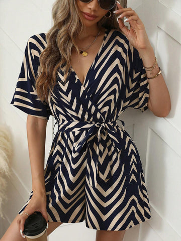 Women's Summer V-Neck Ruffle Trim Casual Loose Romper