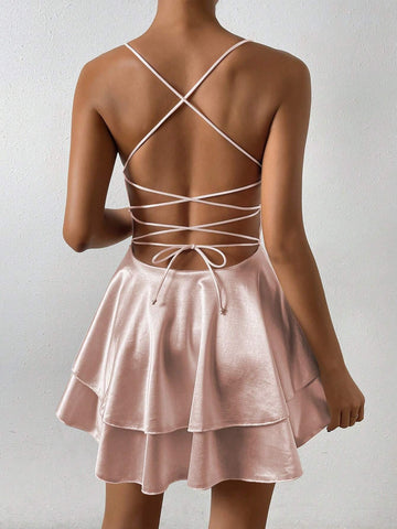 Women's V-Neck Spaghetti Strap Swing Dress