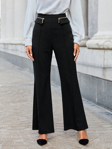Privé Zip Detail Flare Leg Pants