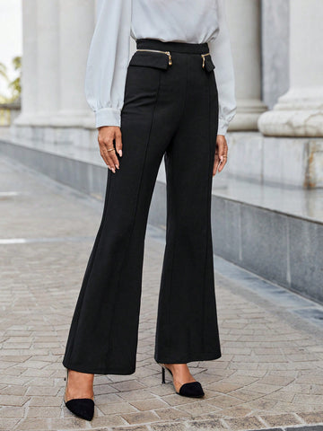 Privé Zip Detail Flare Leg Pants