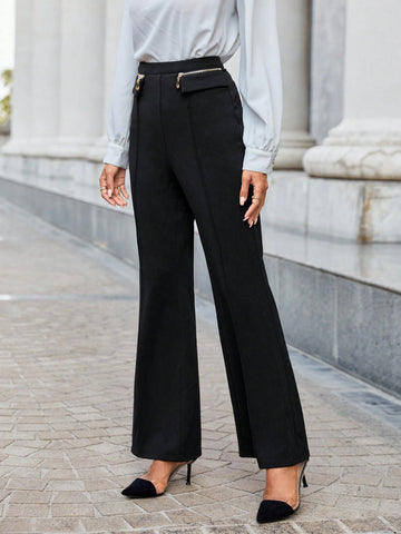 Privé Zip Detail Flare Leg Pants