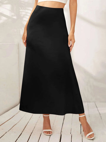 Privé Zipper Side Ruched Satin Skirt