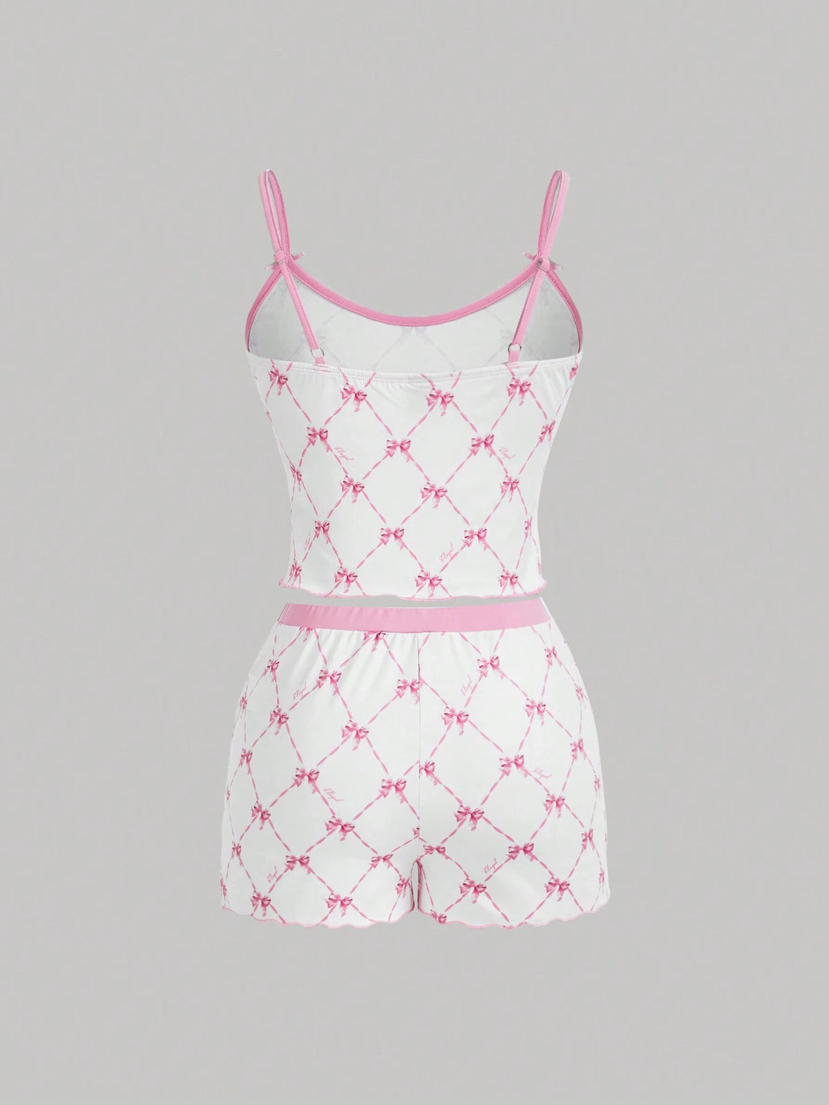 Butterfly Printed Bowknot Crop Top Camisole And Shorts Set