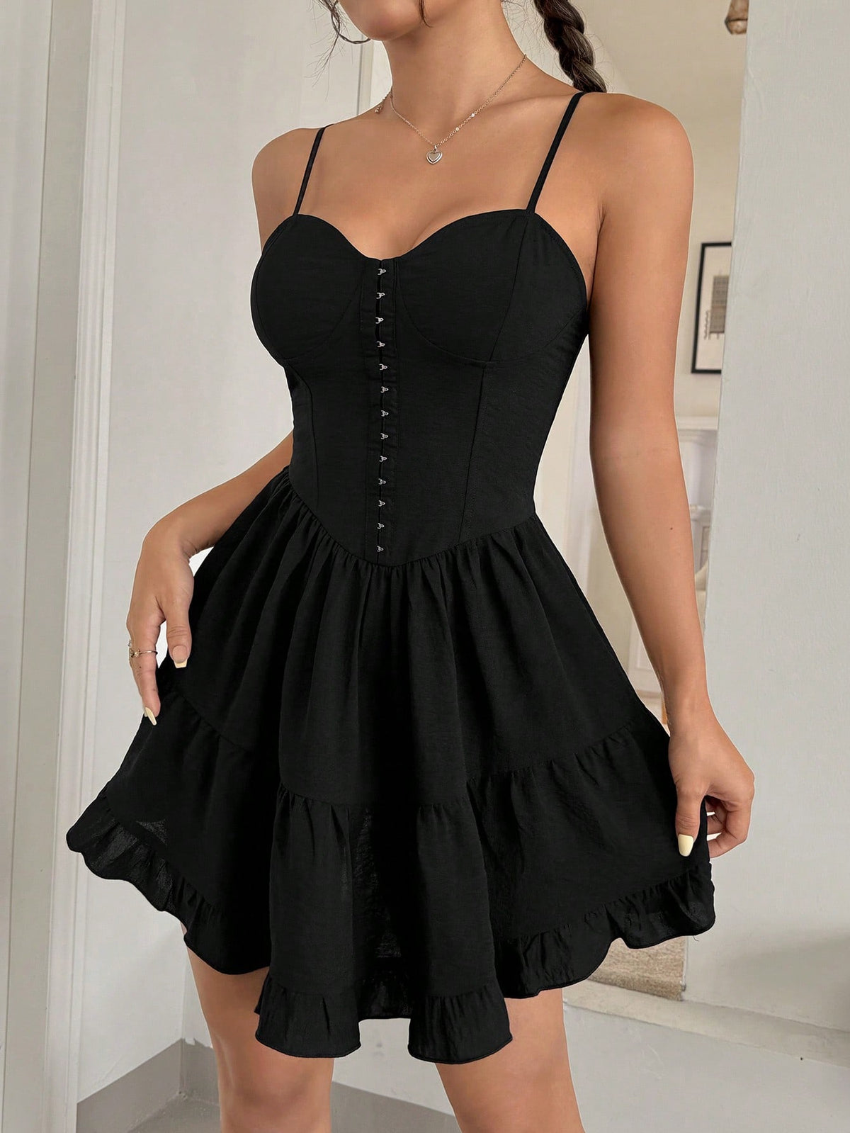 Cami Tube Design Waist Cinched Solid Color Dress