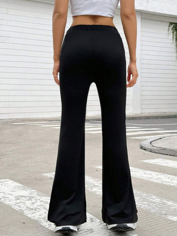 Qutie Contrasting Side Striped Women's Fashion High Waist Stretchy Flared Pants