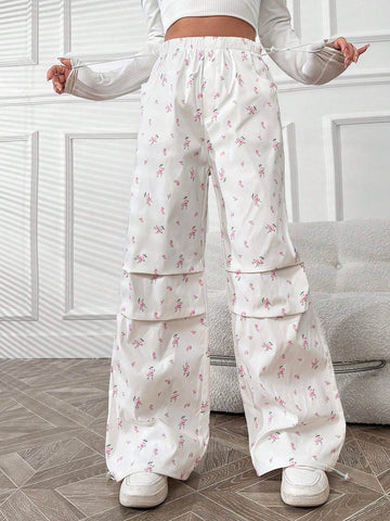 Qutie Ditsy Floral Print Wide Leg Pants