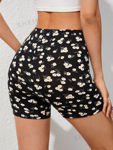 Qutie Floral Print Biker Shorts