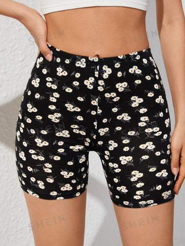 Qutie Floral Print Biker Shorts
