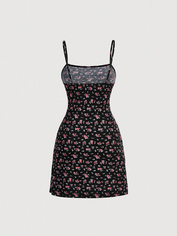 Floral Print Spaghetti Strap Dress