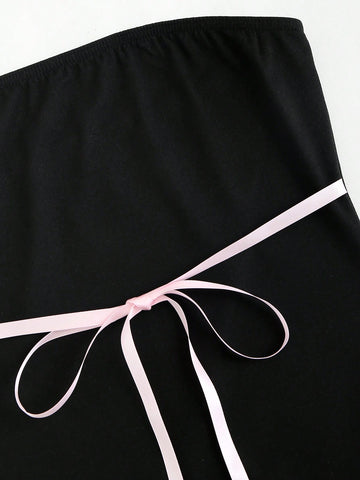 Knotted Front Strapless Dress