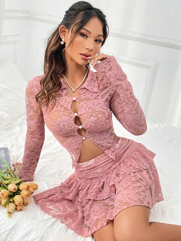 Ladies' Sexy Lace Hollow Out Lingerie Set