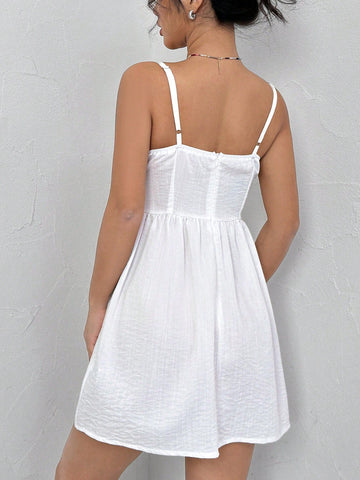 Ladies' Solid Color Spaghetti Strap Dress