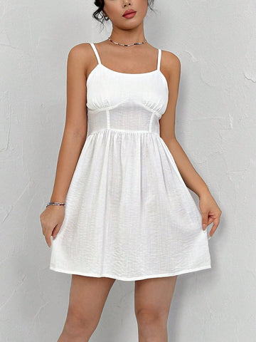 Ladies' Solid Color Spaghetti Strap Dress