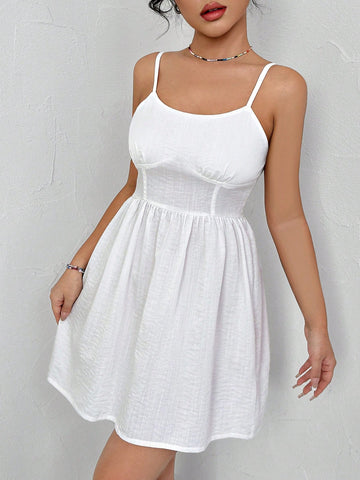 Ladies' Solid Color Spaghetti Strap Dress