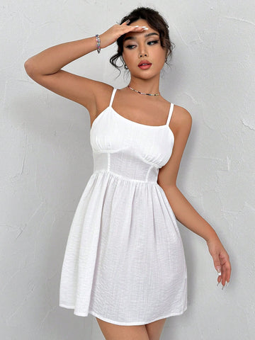 Ladies' Solid Color Spaghetti Strap Dress