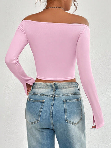 Off Shoulder Crop Tee