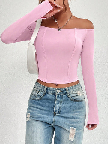 Off Shoulder Crop Tee