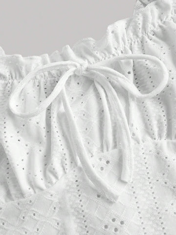 Ruffle Hem Two Piece Set Featuring White Vest And Green Floral Printed Skirt